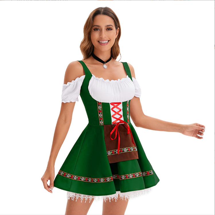 Traditional Bavarian Dirndl Dress Off-Shoulder Festival Costume